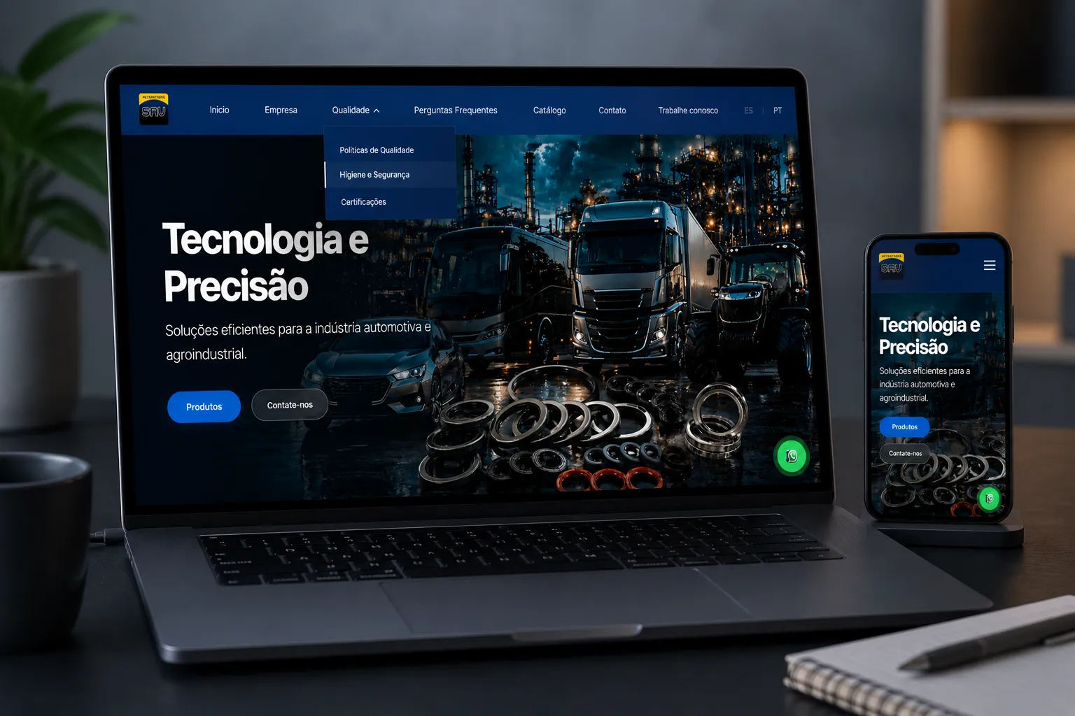 Web Industrial con Catálogo Multi-idioma | Retenes SAV